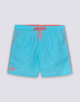 MEN’S MEDIUM-LENGTH SWIM SHORTS ELASTICATED WAISTBAND WITH PIPING