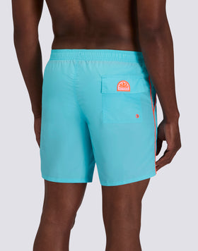 MEN’S MEDIUM-LENGTH SWIM SHORTS ELASTICATED WAISTBAND WITH PIPING