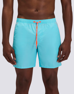 MEN’S MEDIUM-LENGTH SWIM SHORTS ELASTICATED WAISTBAND WITH PIPING