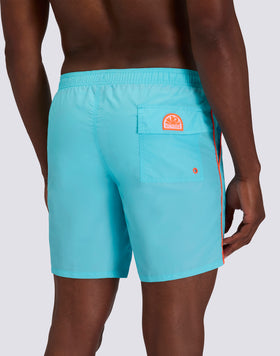 MEN’S MEDIUM-LENGTH SWIM SHORTS ELASTICATED WAISTBAND WITH PIPING