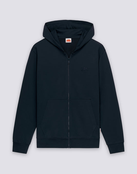 FELPA UOMO IN COTONE DEGARZATO CON FULL ZIP E CAPPUCCIO