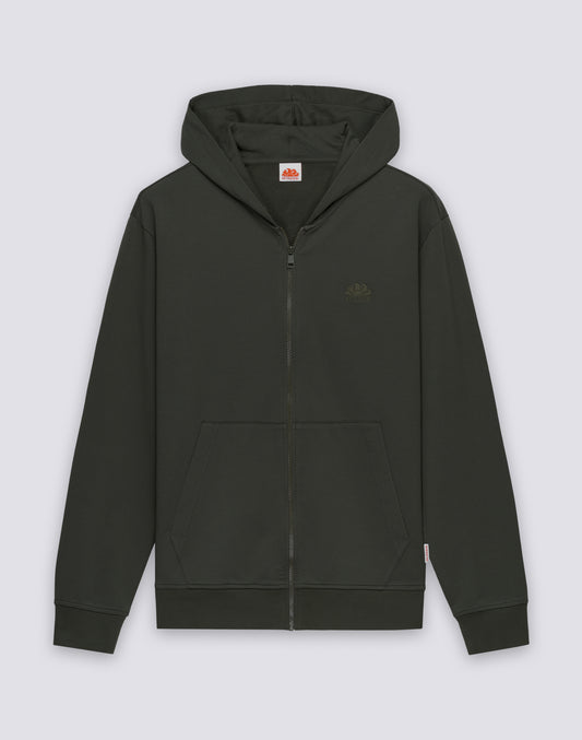 SWEAT-SHIRT HOMME EN COTON ÉCRU AVEC FERMATURE ÉCLAIR INTÉGRALE ET CAPUCHE