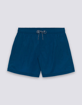 SHORT CRINKLED SWIM SHORTS WITH AN ELASTICATED WAISTBAND