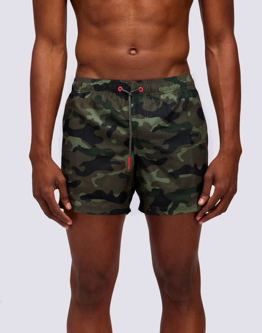 CAMOU PRINT MEDIUM SWIMMING COSTUME WITH ELASTICATED WAIST