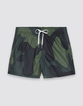 BAÑADOR DE PANTALÓN CORTO CON CINTURA ELÁSTICA ESTAMPADO DE CAMUFLAJE TEJIDO RIP-STOP