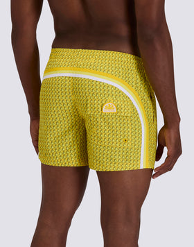 MEN'S SHORT SWIMSHORTS WITH ELASTIC WAIST IN REPREVE® RECYCLED POLYESTER WITH FRUIT FIESTA PRINT