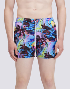TRAJE DE BAÑO CORTO CINTURA ELÁSTICA POLIÉSTER RECICLADO REPREVE® ESTAMPADO HAWAIIAN POP