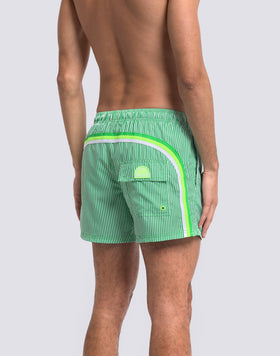 SHORT-LENGTH SWIMWEAR WITH ELASTICATED WAIST REPREVE® RECYCLED POLYESTER WITH JUICY STRIPE PRINT AND FRUIT EMBROIDERY