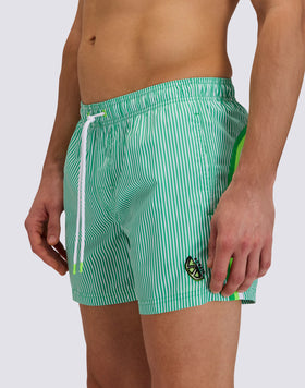 SHORT-LENGTH SWIMWEAR WITH ELASTICATED WAIST REPREVE® RECYCLED POLYESTER WITH JUICY STRIPE PRINT AND FRUIT EMBROIDERY