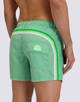 SHORT-LENGTH SWIMWEAR WITH ELASTICATED WAIST REPREVE® RECYCLED POLYESTER WITH JUICY STRIPE PRINT AND FRUIT EMBROIDERY