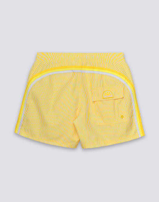 SHORT-LENGTH SWIMWEAR WITH ELASTICATED WAIST REPREVE® RECYCLED POLYESTER WITH JUICY STRIPE PRINT AND FRUIT EMBROIDERY