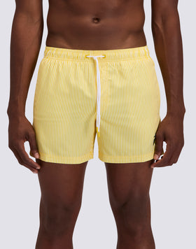 COSTUME DA BAGNO UOMO CORTO VITA ELASTICATA POLIESTERE RICICLATO REPREVE® CON STAMPA A RIGHE JUICY CON RICAMO FRUTTA