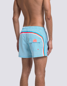 SHORT-LENGTH SWIMWEAR WITH ELASTICATED WAIST REPREVE® RECYCLED POLYESTER WITH JUICY STRIPE PRINT AND FRUIT EMBROIDERY