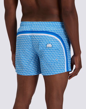 SHORT SWIMSHORTS WITH ELASTICATED WAIST REPREVE® RECYCLED POLYESTER WITH SUNSET MAIOLICA PRINT