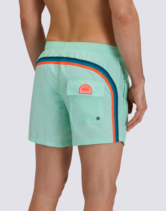 MAILLOT DE BAIN COURT EN TAFFETAS POUR HOMME À TAILLE ÉLASTIQUE 