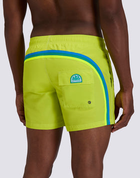 MAILLOT DE BAIN COURT EN TAFFETAS POUR HOMME, À TAILLE ÉLASTIQUE ET À L'EMBALLAGE ÉLASTIQUE