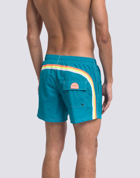 ICONIC TAFFETA SHORT SWIMSUIT WITH ELASTICATED WAIST