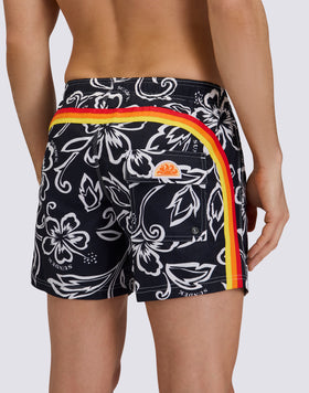 MEN'S SHORT SWIMSUIT WITH ELASTIC WAIST AND ARCHIVE HIBISCUS PRINT SK23