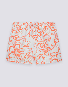 MEN'S SHORT SWIMSUIT WITH ELASTIC WAIST AND ARCHIVE HIBISCUS PRINT SK23