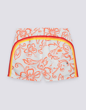 MEN'S SHORT SWIMSUIT WITH ELASTIC WAIST AND ARCHIVE HIBISCUS PRINT SK23