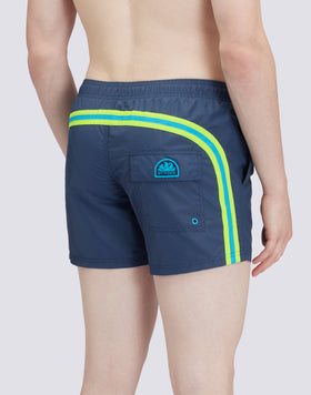 MAILLOT DE BAIN TAILLE COURTE ÉLASTIQUÉE TAFFETAS ICONIQUE ARC-EN-CIEL 2 COULEURS