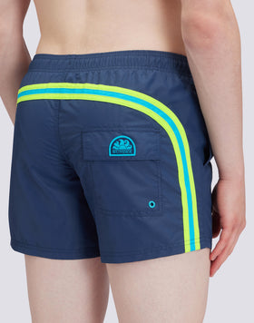 MAILLOT DE BAIN TAILLE COURTE ÉLASTIQUÉE TAFFETAS ICONIQUE ARC-EN-CIEL 2 COULEURS