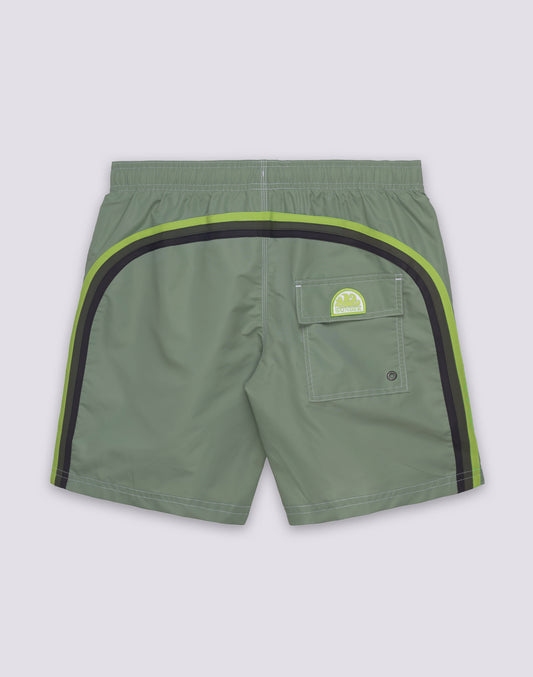 MAILLOT DE BAIN HOMME ICONIQUE EN TAFFETAS MI-LONGUEUR À TAILLE ÉLASTIQUE