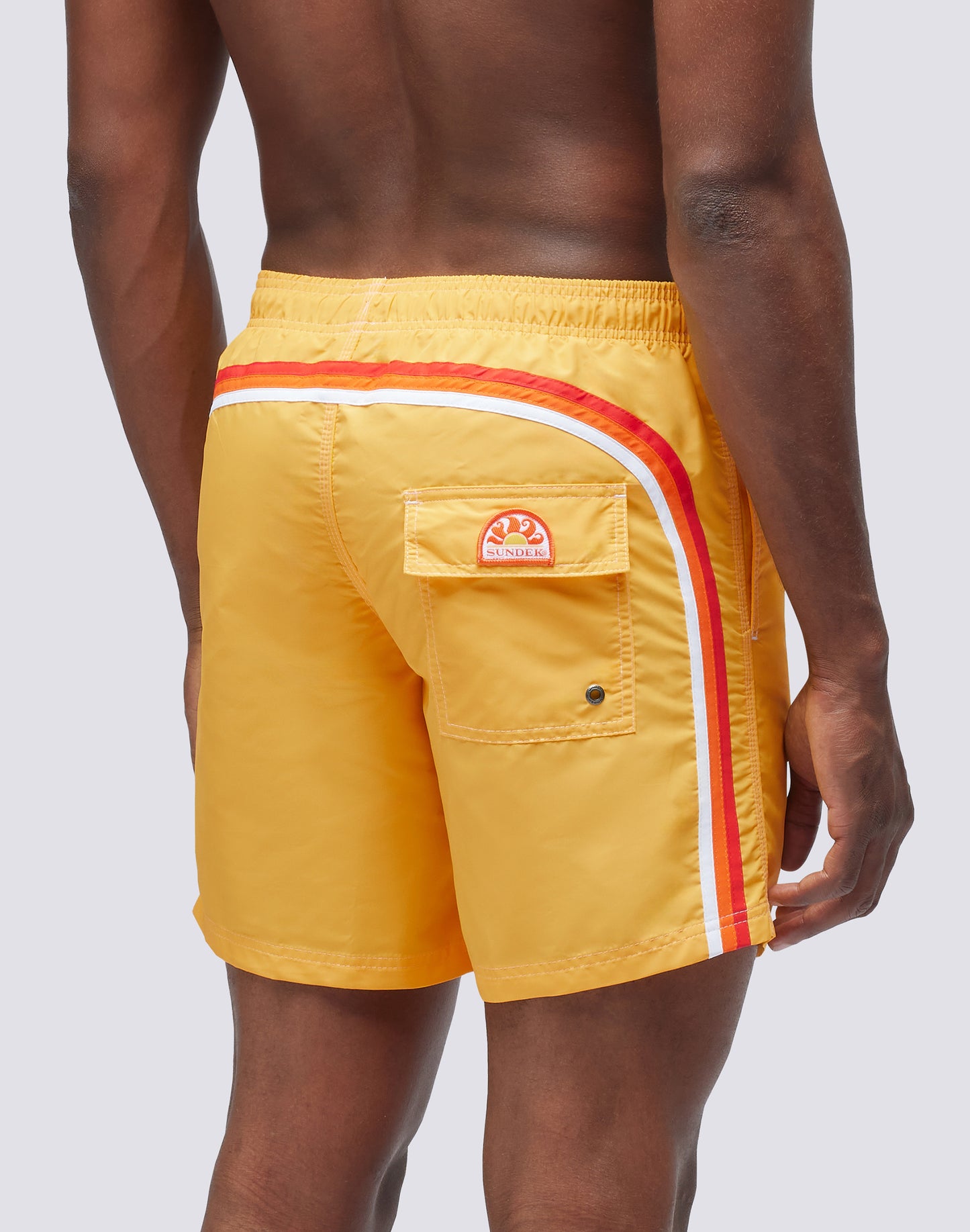 ICONIC TAFFETA STRETCH WAIST MID-LENGTH SWIM SHORTS