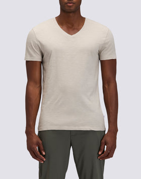 GARMENT DYED T-SHIRT WITH V-NECK