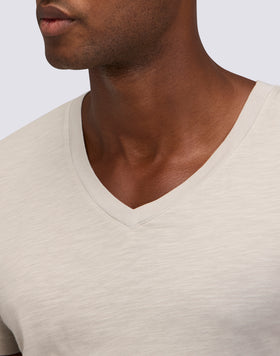 GARMENT DYED T-SHIRT WITH V-NECK