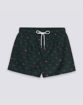 SHORT SWIMSUIT WITH ELASTIC WAIST WITH MONOGRAM PRINT IN RECYCLED POLY