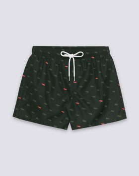 SHORT SWIMSUIT WITH ELASTIC WAIST WITH MONOGRAM PRINT IN RECYCLED POLY