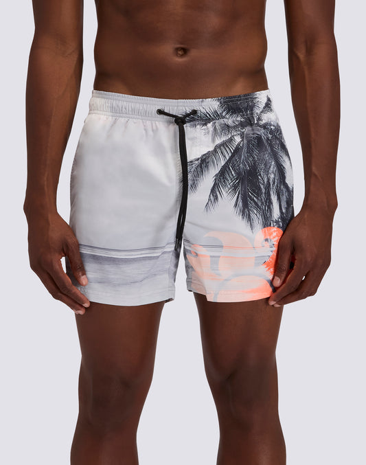 MEN'S SHORT SWIMSUIT WITH ELASTIC WAIST AND LA DREAM PRINT IN RECYCLED POLY