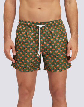 COSTUME DA BAGNO CORTO VITA ELASTICATA STAMPA ORANGE LOGO IN POLY RICICLATO