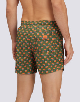 COSTUME DA BAGNO CORTO VITA ELASTICATA STAMPA ORANGE LOGO IN POLY RICICLATO