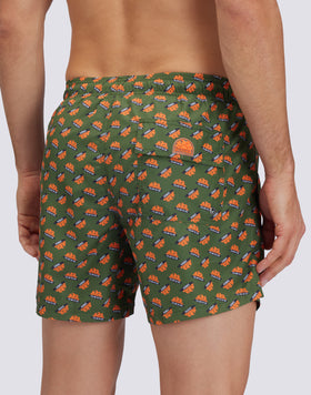 COSTUME DA BAGNO CORTO VITA ELASTICATA STAMPA ORANGE LOGO IN POLY RICICLATO