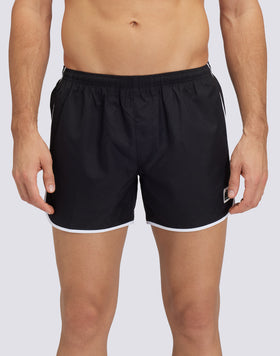 SHORT SWIMSHORTS WITH ELASTICATED WAIST AND ROUND SIDE SLITS