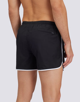 SHORT SWIMSHORTS WITH ELASTICATED WAIST AND ROUND SIDE SLITS