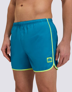 COSTUME DA BAGNO CORTO CON VITA ELASTICATA E SPACCHI LATERALI ROTONDI