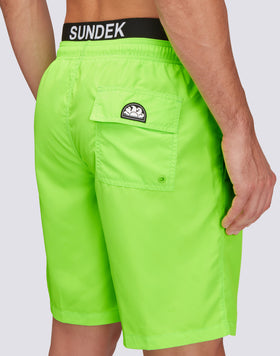 LONG ELASTICATED WAIST SWIMSUIT WITH LIGHT POLY LOGO ELASTIC