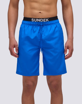 LONG ELASTICATED WAIST SWIMSUIT WITH LIGHT POLY LOGO ELASTIC