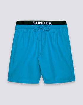 MEN'S LONG ELASTIC WAIST SWIMSUIT WITH LOGO ELASTIC