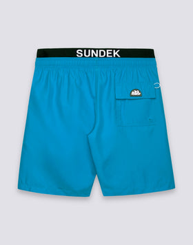 MEN'S LONG ELASTIC WAIST SWIMSUIT WITH LOGO ELASTIC