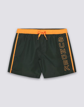 ICONIC TAFFETA SHORT SWIMSHORTS WITH ELASTIC WAIST AND CONTRAST PIPING