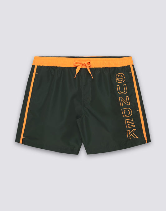 ICONIC TAFFETA SHORT SWIMSHORTS WITH ELASTIC WAIST AND CONTRAST PIPING