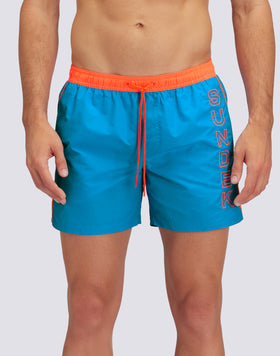 ICONIC TAFFETA ELASTICATED WAIST SHORT SWIMSHORTS WITH CONTRASTING PIPING