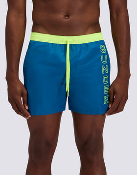 ICONIC TAFFETA SHORT SWIMSHORTS WITH ELASTIC WAIST AND CONTRAST PIPING