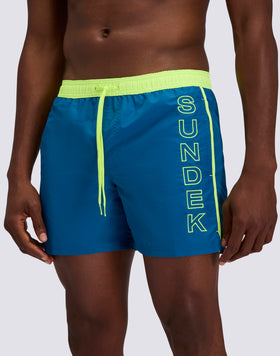 ICONIC TAFFETA SHORT SWIMSHORTS WITH ELASTIC WAIST AND CONTRAST PIPING