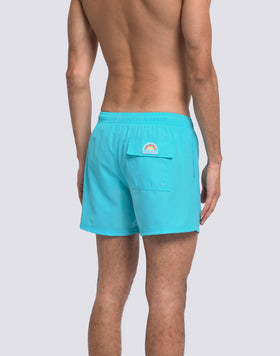 SHORT SWIM SHORTS WITH ELASTIC WAISTBAND IN REPREVE® RECYCLED POLYESTER