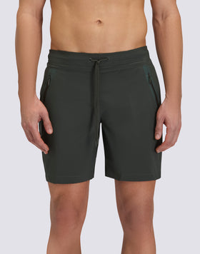MAILLOT DE BAIN MI-LONGUEUR POUR HOMME, TAILLE SEMI-ÉLASTIQUE, EXTENSIBLE, AVEC POCHE THERMOCOLLÉE